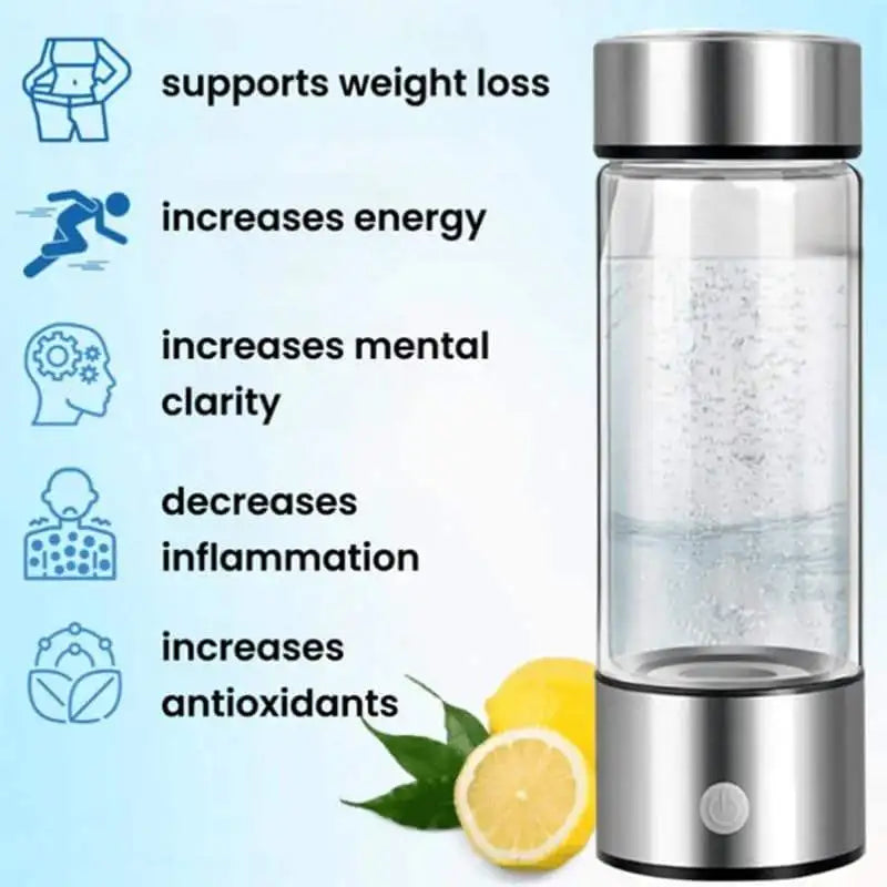 Hydrogen Water Bottle Portable Rechargeable Hydrogen Water Bottle Generator  for Travel Office