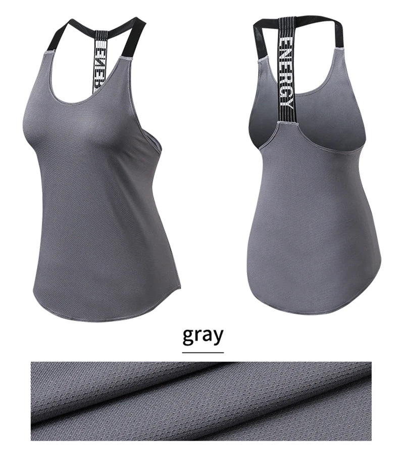Women Gym Tops Black Sleeveless Yoga Top Women Fitness Shirt Gym Vest Running workout Sports Tops Letter Backless Shirt