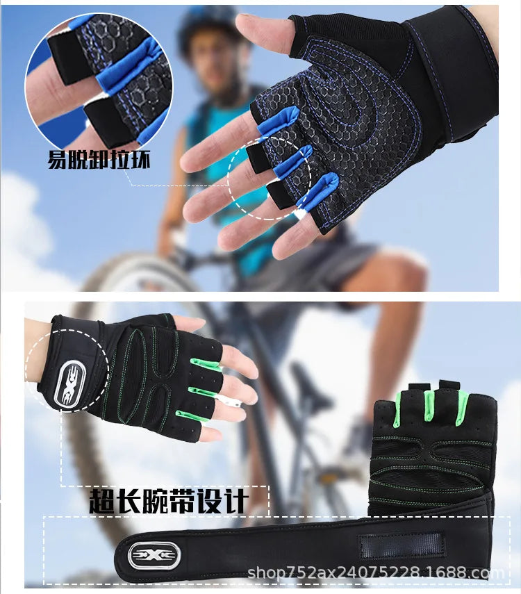 Gym Gloves for Men Women Fitness Weight Lifting Wristband Gloves Body Building Training Sports Exercise Cycling Glove Shockproof