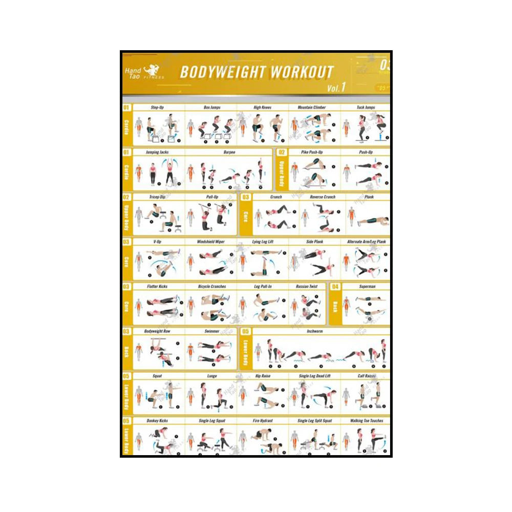 Gym Yoga Studio Workout Detailed Action Chart Pose Canvas Poster Bodybuilding Wall Art Painting Prints Home Room Decor Murals